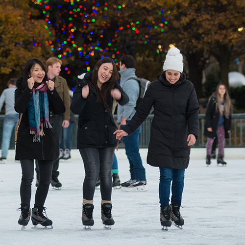 Skaters at the McCormick Tribune Ice Rink in Millennium Park