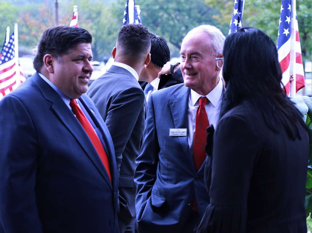 David Hiller greets Illinois Governor J.B. Pritzker