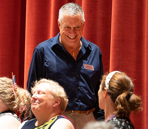 Binny's Bill Kirchmeyer in the choral balcony during a Festival concert