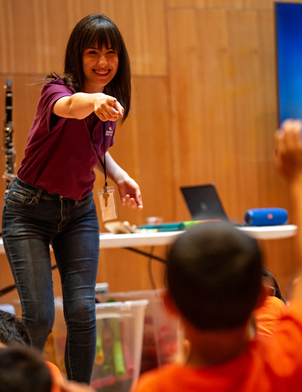 Teaching artist Natalia Newville takes questions from the Classical Campers