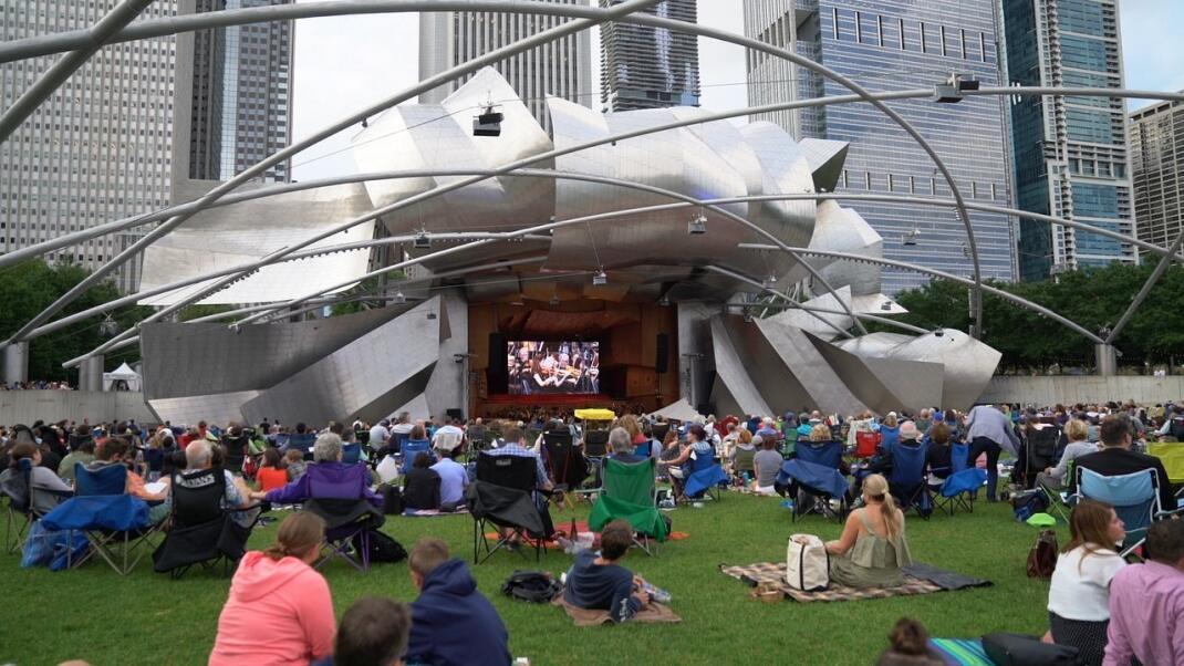 View from the Great Lawn in Millennium Park