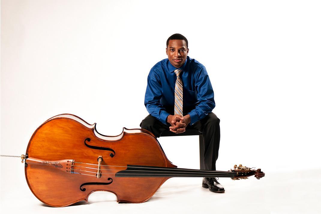 A photo of double bassist, Xavier Foley.